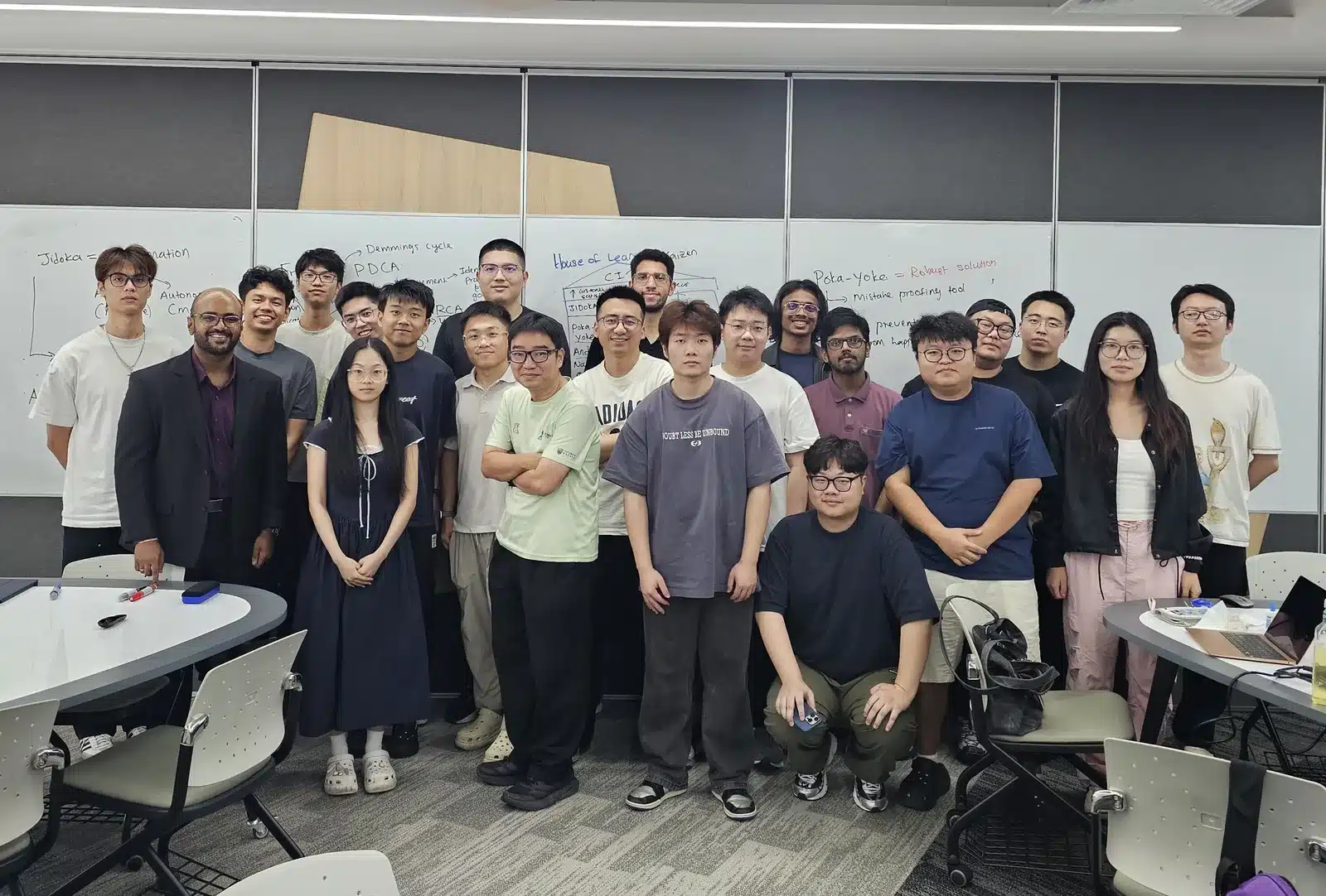 Monash University Malaysia engineering students with the MBizM trainer and their lecturer after the Lean Practitioner workshop on 3 October 2026
